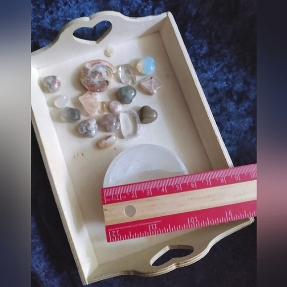 ☯️ Ammonite Shell BowL ✨CrAZy AGaTe MiNi PuFF Heart ✨Selenite ChiP CRYSTAL BoWL - Picture 8 of 10